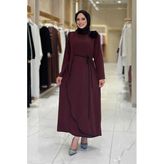 Gül Detaylı Elbise 3976 Bordo