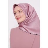 Gül Kurusu Çizgili Twill İpek Eşarp