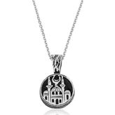 Gümüş Cami Desenli Cevşen Kolye SL1494