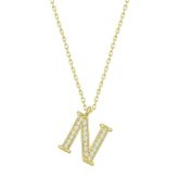 Gümüş Gold N Harfi Kadın Kolye SL4769