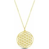 Gümüş Gold Yaşam Çiçeği Kolye SL4492