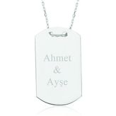 Gümüş İsimli Asker Künyesi Bayan Kolye SL2731