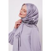 Gümüş Kenar Benekli Twill İpek Eşarp