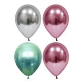 Gümüş-pembe-yeşil Krom Balon 40 Adet
