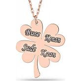 Gümüş Rose Dört Yaprak İsimli Yonca Bayan kolye SL4219