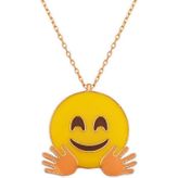 Gümüş Rose El Sallayan Emoji Bayan Kolye SL2937