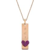 Gümüş Rose Kalpli Plaka Kolye SL3154