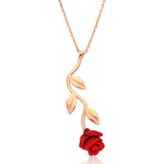 Gümüş Rose Kırmızı Gül Kolye SL3104