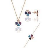 Gümüş rose mineli yonca modeli üçlü set