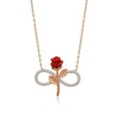 Gümüş Rose Sonsuz Gül Bayan Kolye SL3683