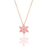 Gümüş rose taşlı nilüfer lotus çiçeği kolye
