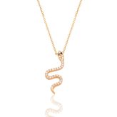 Gümüş rose zirkon taşlı yılan kolye [barcode]