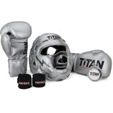 Gümüş (Silver) Serisi Özel Takım Set , Camlı Boks Kaskı, Boks Eldiveni, Dişlik, Bandaj