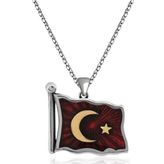 Gümüş Türk Bayrağı Kolye SL3438