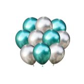 Gümüş-yeşil Krom Balon 40 Adet