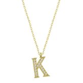 Gumush Gold K Harfi Kadın Gümüş Kolye