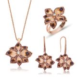 Gumush Menekşe Çiçeği Kadın Gümüş Set