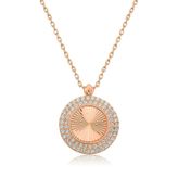 Gumush Rose Oval Fırfır Bayan Gümüş Kolye