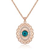 Gumush Rose Oval Nazar Bayan Gümüş Kolye