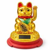 Güneş Enerjili Pati Salayan Şans Kedisi (Maneki Neko) - 10x6cm