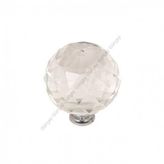 Gürçay Kristal Düğme Kulp Şeffaf Küre 30mm Krom