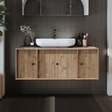 Gusto Ayaksız Oval Lavabolu Mdf 120 Cm Çekmeceli Banyo Dolabı Atl Atlantik Çam