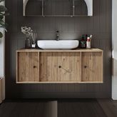 Gusto Ayaksız Oval Lavabolu Mdf 120 cm Çekmeceli Banyo Dolabı - Atlantik Çam