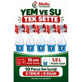 Güvercin Yemlik ve Suluk Seti – 5 Adet 15 cm Galvaniz Metal Yemlik + 5 Adet 1,5 L Plastik Suluk – Toplam 10 Parça Kümes Seti