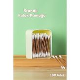 Gy Atelier 3135 Doğal Ahşap Bambu Saplı Standlı Kulak Temizleme Çubuğu Seti- 180 Adet