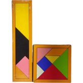 Gy Atelier Ahşap Kare Tangram 11X11 + Ahşap T Tangram Renkli Zeka Oyunu Seti GNSRKFAZ2941