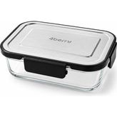 Gy Atelier Home 640 ml Cam Saklama Kabı, Kilitli Kapaklı, Fırın ve Mikrodalga Uyumlu, Buzdolabı ve Dondurucuya Uygun, Gıda Temasına Uygun Yemek Saklama Kabı - 0,33 - 00-Siyah - Beyaz