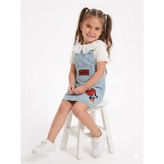 HaanBebe Kız Çocuk Kot Salopet Elbise - Mavi - 3 - 4 Yaş
