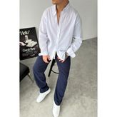 HAFKA Beyaz Oversize Fresh Keten Gömlek