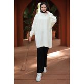hafsamina Balon Kol Triko Tunik Krem HM2519