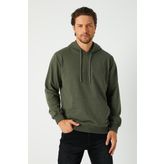 Haki Erkek Kapüşonlu Kanguru Cepli Sweatshirt