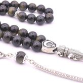 Hakiki Doğal Rainbow Obsidyen Taşı Tesbih 8 Mm