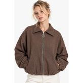 Hakke Kadın Fermuarlı Basic Bomber MONT - Kahverengi