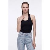 Hakke Kadın Halter Yaka Fitilli Basic Atlet - Siyah - Standart