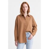 Hakke Kadın Oversize Gömlek - Taba