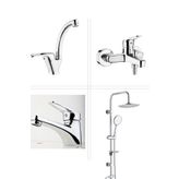 Hakverdi Süper 4 lü Batarya Seti Banyo+Lavabo+Evye+Tepe Duş Seti