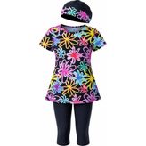 Haliç Mayo Kısa Kol Üst ve Alt Kız Çocuk Yüzücü Mayo 4424 Siyah - 3 - 4 Yaş