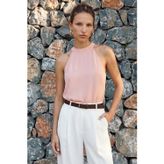 Halter Yaka Bluz - Pudra