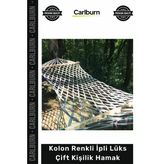 #Hamak Dayanıklı 250Kg Kapasite Geniş Ahşap Çıtalı Kolon Renkli İpli Lüks Çift Kişilik Hamak