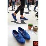 Handmade Organik Örgü Mavi Ayakkabı
