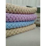 Handmade Puffybebek Battaniyesi - Ekru - Mor