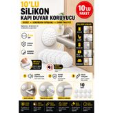 Hane Dostu 10'lu Silikon Kapı Duvar Koruyucu Tampon Yapışkanlı Kapı Stoperi Çarpma Önleyici Beyaz