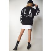 Happiness İst. HF00440 Kadın Siyah Baskılı Oversize Sweatshirt