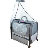 Happy Baby Elit Lüks Konfor Beşik Gri Renkli Demir Tekerlekli Ergonomik Yapı ile Bebek Güvenliği