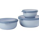 Happy Trend - Çok Amaçlı Cirqula Round 3 Parçalı Set - Kapaklı Saklama Kabı - Saklama Kutusu, Buzdolabı, Derin Dondurucu ve Mikrodalga Fırın Kabı Olarak Uygundur - 350 Ml, 750 ml ve 1250 ml - Nordic Blue - İskandinav Mavisi