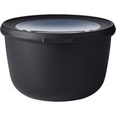 Happy Trend - Multi Bowl Cirqula Round - Kapaklı Saklama Kabı - Buzdolabı Için Hava Geçirmez Saklama Kutusu Olarak Uygundur, Mikrodalga Fırın ve Saklama Kabı Olarak - 1000 ml - Nordic Black